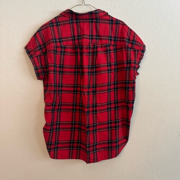 Madewell Red and Black Plaid short sleeved Shirt medium - Picture 6 of 8